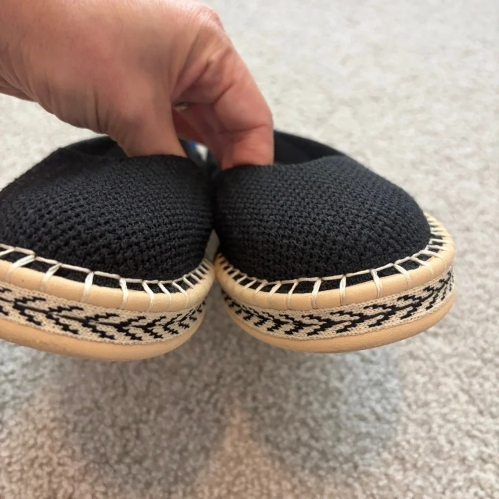 Rothys Espadrille Flats Womens 6 EU 36 Black Knit Slip On Office Comfortable